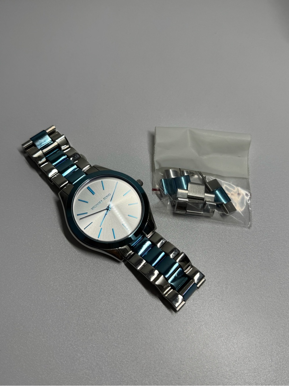 Michael Kors Silver-Tone with Blue strip Minimalist Watch - Picture 6 of 11